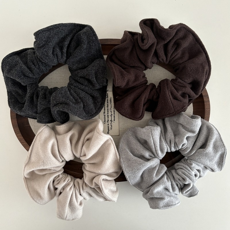 Women's Winter Soft Wool Ribbed Ponytail Holder Scrunchie Solid Color