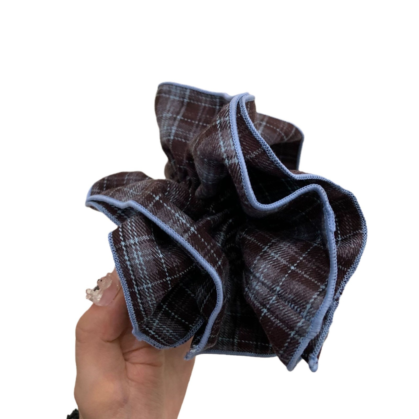 Women's Daily Elegant Cotton Pleated Scrunchie Classic British Plaid