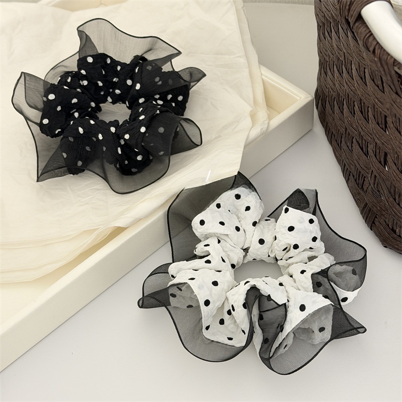 Women's Spring French Style Gauze Hair Tie Classic Polka Dots