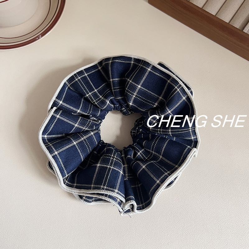 Women's Preppy Hair Ties British Plaid Brown Coffee Cloth Hair Accessories