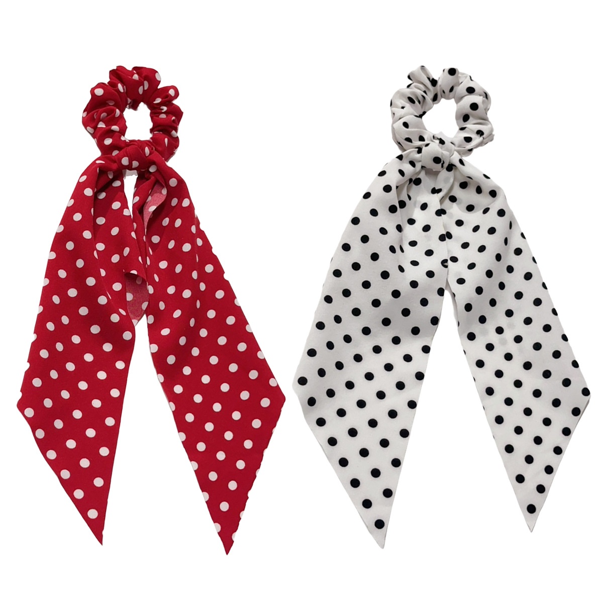 Women's High Elastic Cloth Bow Ponytail Holders Retro Polka Dots