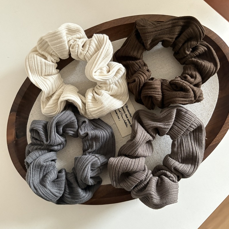 Women's Comfortable Cloth Hair Tie For Daily Wear Beige Striped