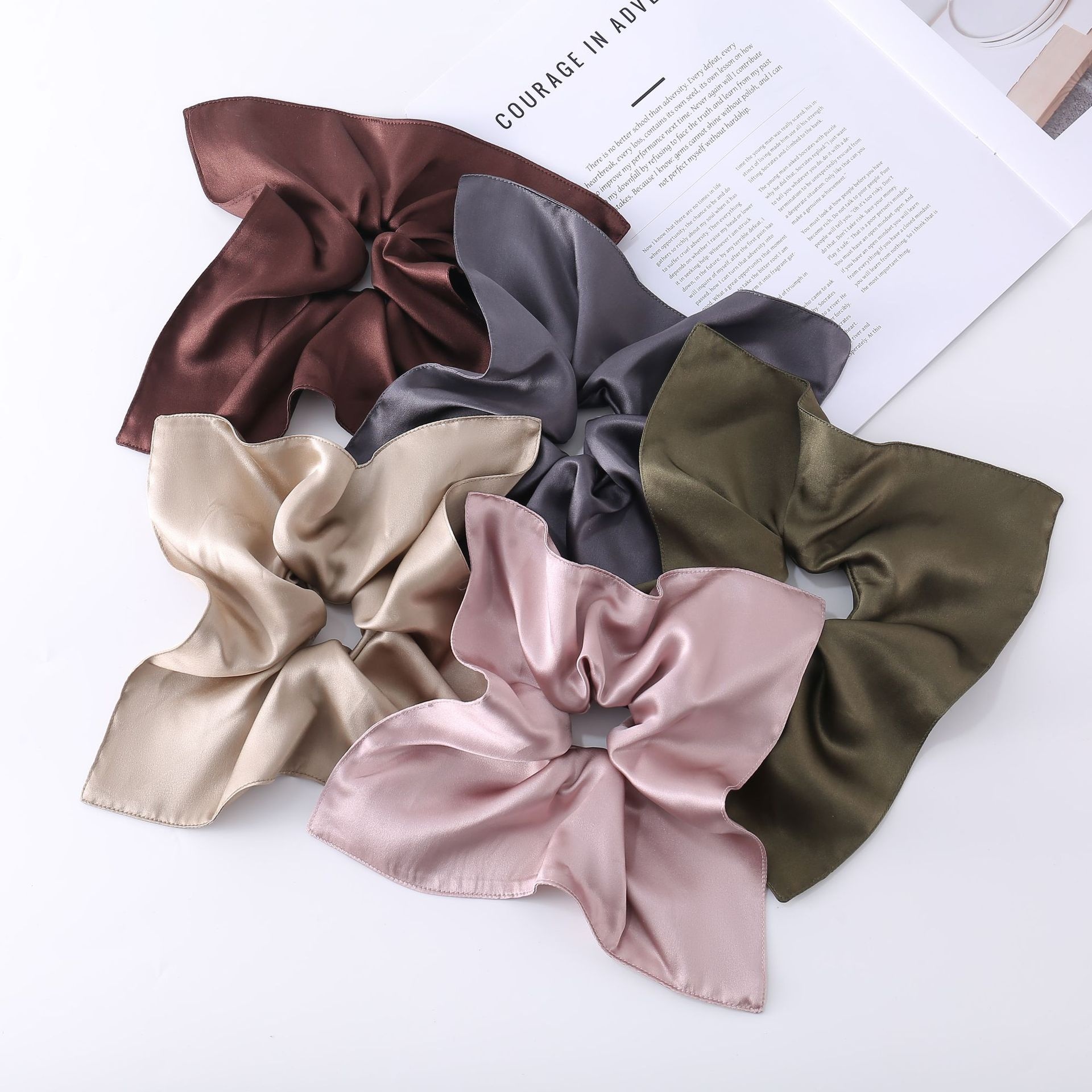 Women's Handmade Silk Windmill Hair Tie Elegant Spring Floral Headwear
