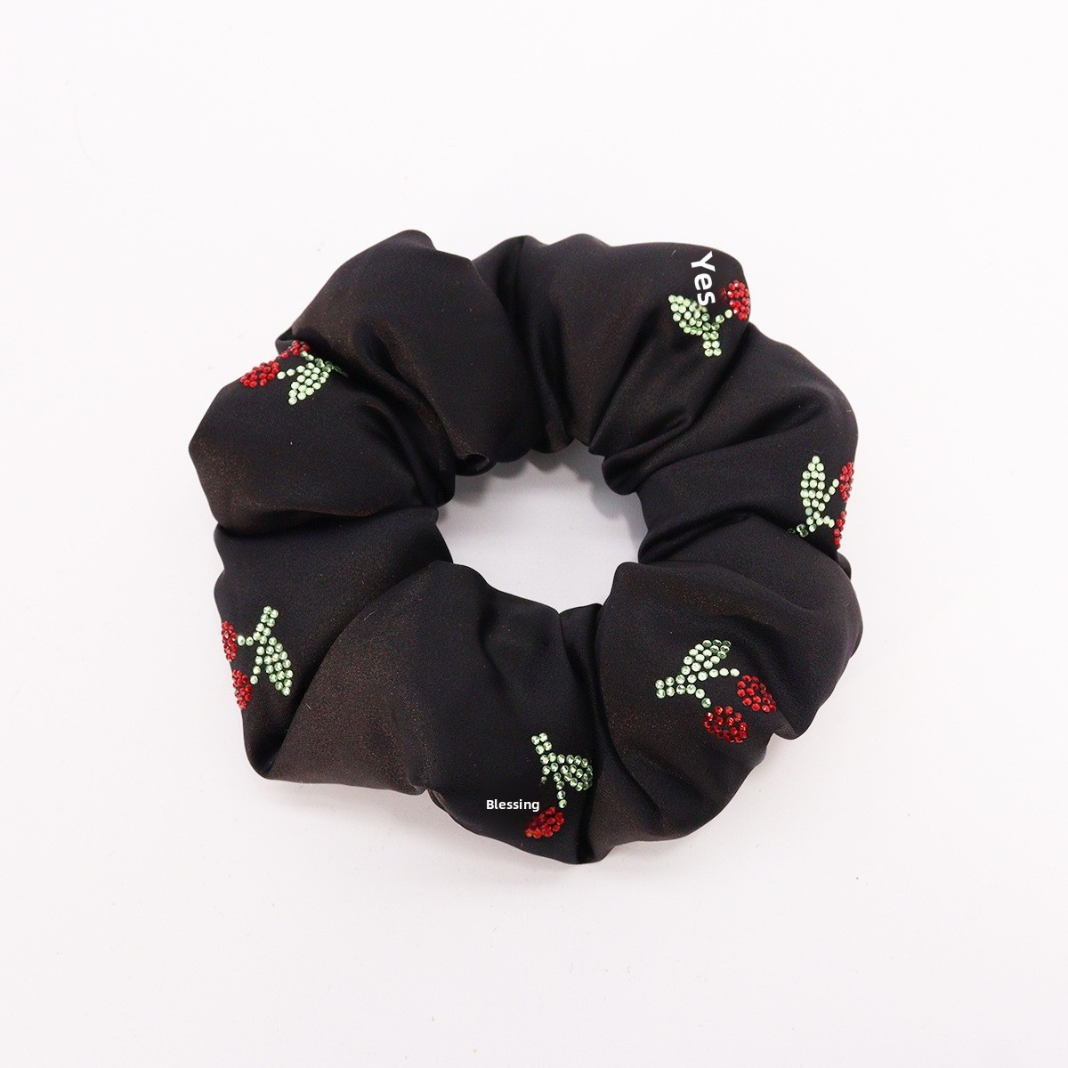 Girls School Uniform Ponytail Hair Tie Cloth Rhinestone Cherry Grid