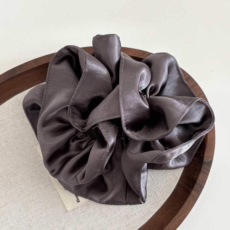 Women's Elegant Double Layer Satin Low Ponytail Hair Tie Solid Color