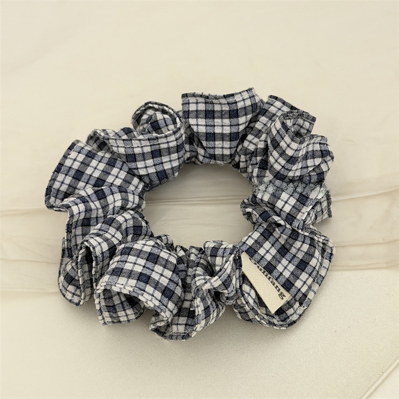 Women's Cloth Hair Scrunchies Daily Ponytail Holder Checkered Plaid