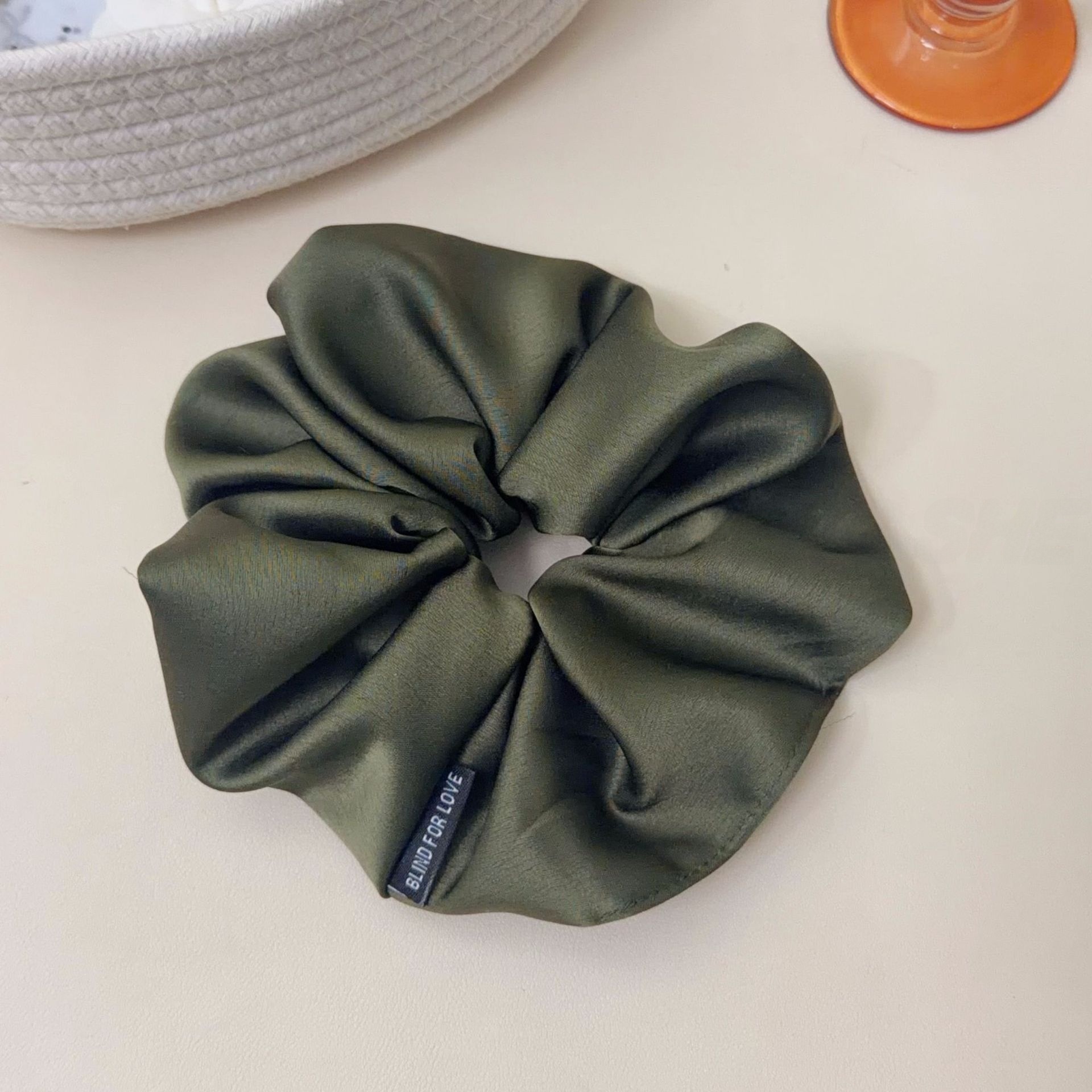 Women's Elegant Satin Hair Scrunchie For Daily Wear Solid Dark Blue