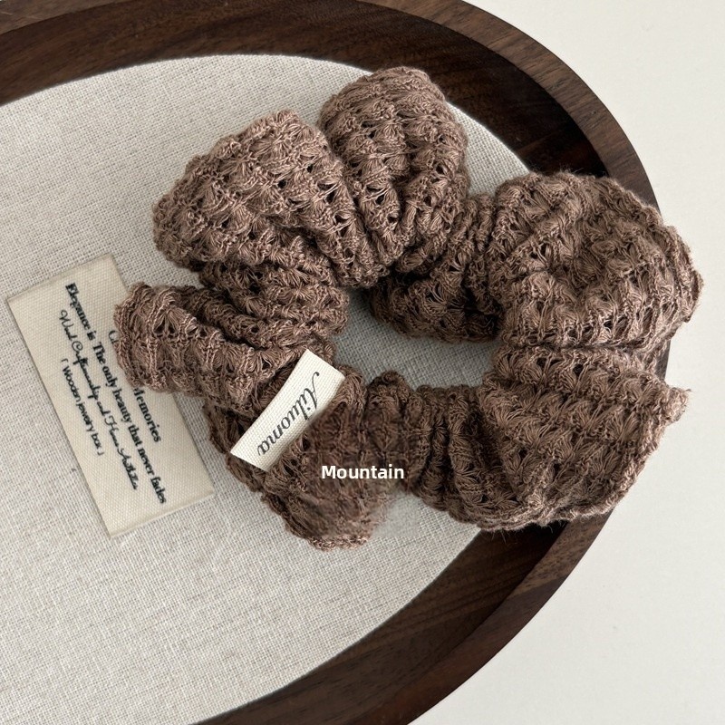 Women's Autumn Winter Knitted Wool Elastic Bun Hairband Solid Color
