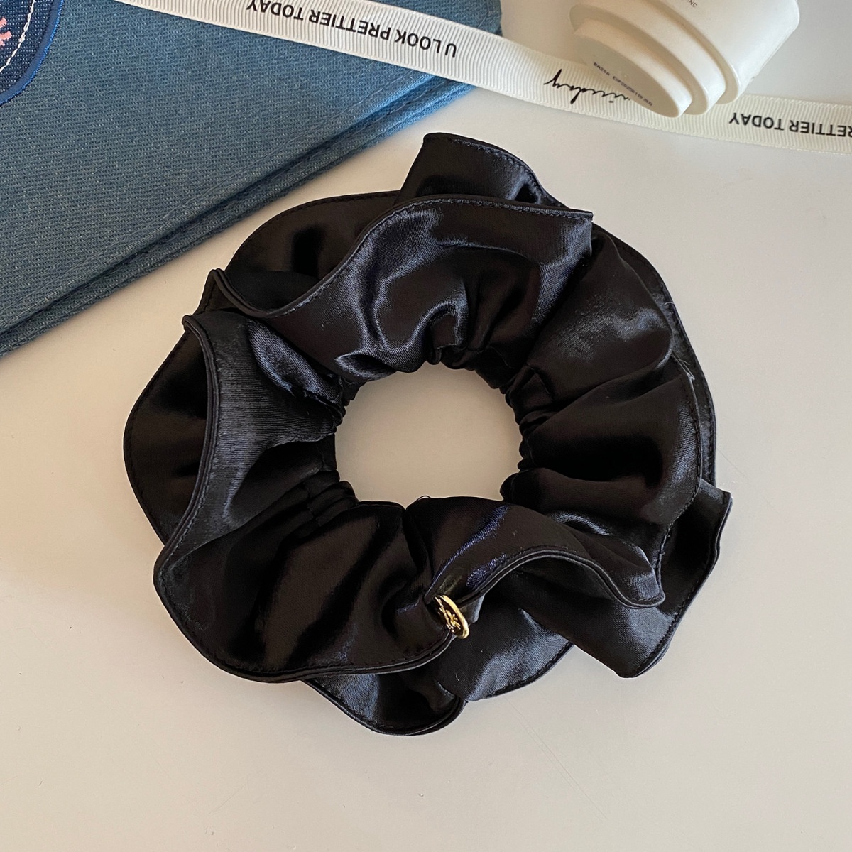 Women Satin Bubble Braid Hair Rope Elegant Spring Hair Tie Solid White