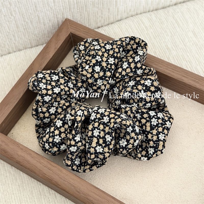 Women's All-Season Fabric Headband Retro Ditsy Floral Coffee Beige Black