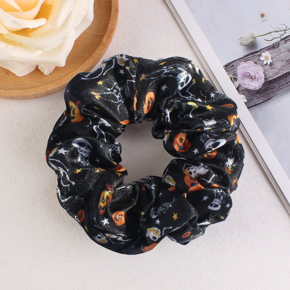 Women's Halloween Party Fabric Hair Scrunchies Colorful Skull Pattern