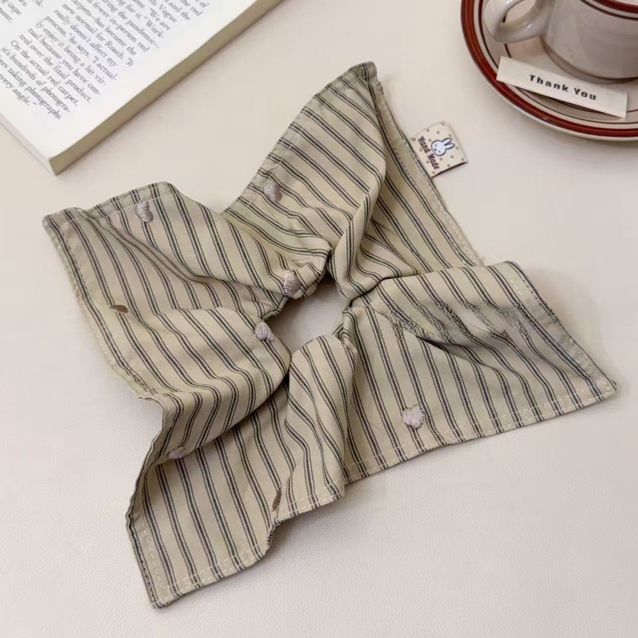 Women's Spring French Style Cloth Hair Tie Coffee Heart Pattern