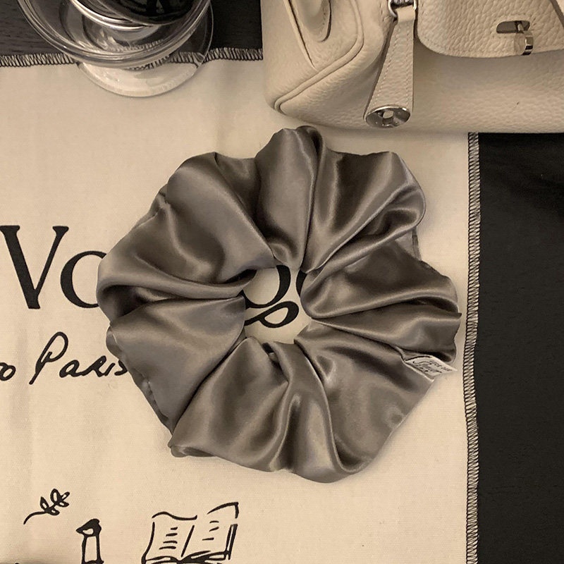 Women Irregular Satin Hair Tie Elegant Spring Hair Accessory Black