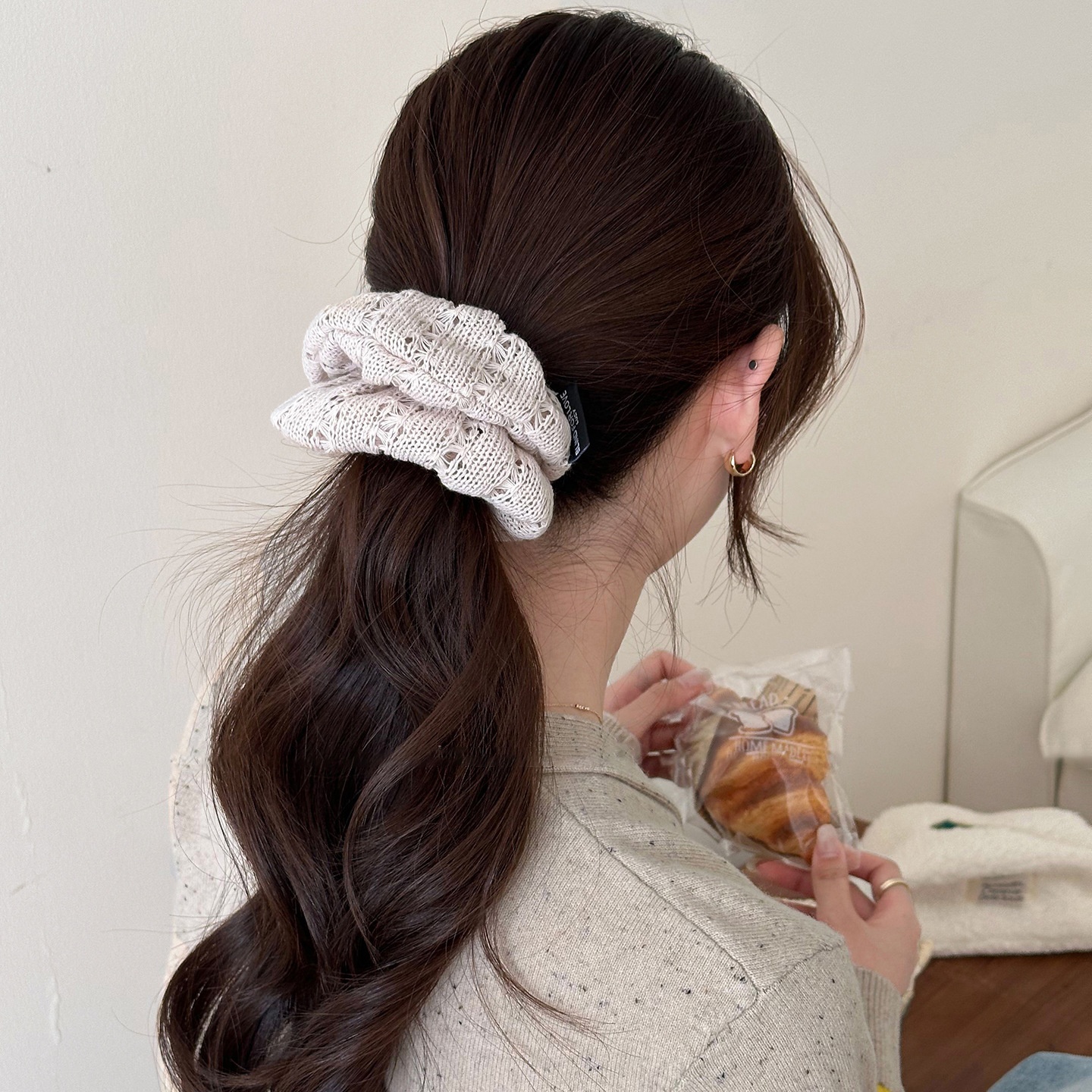 Women's Autumn Winter Knitted Wool Hair Ties No Damage Elegant Hair Bands