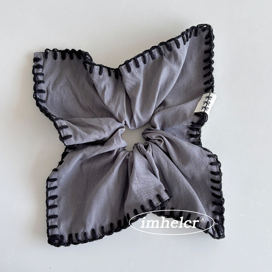 Women's Daily Retro Wool Yarn Floral Cloth Hair Tie Beige & Grey