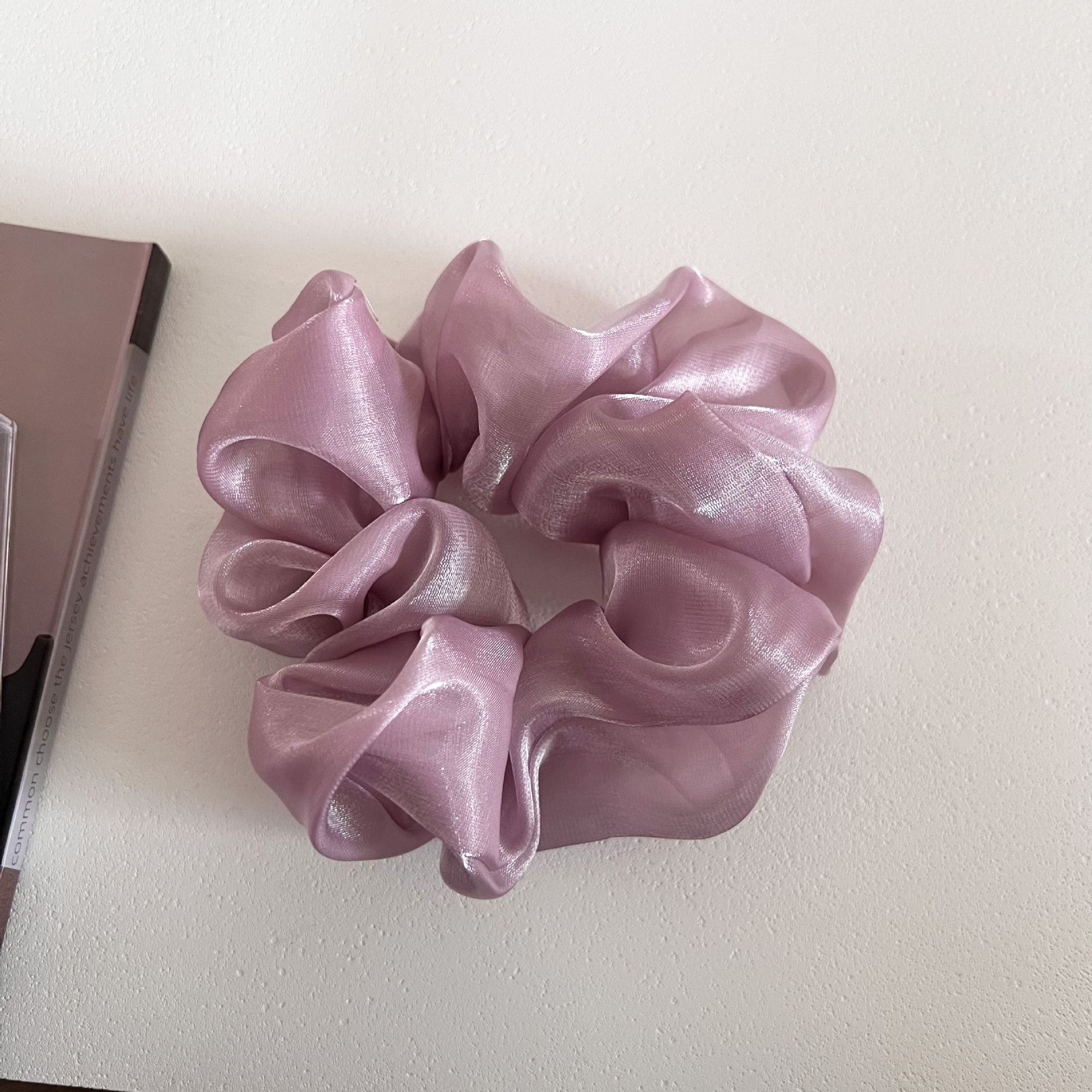 Women's Fairy Fluffy Gauze Pearl Bow Bun Hair Tie Solid Polka Dots