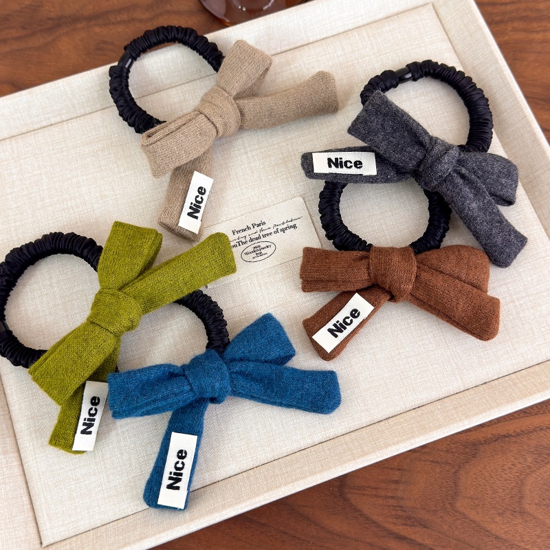Girls Casual Knitted Scrunchie Elastic Ponytail Hair Tie Bowknot
