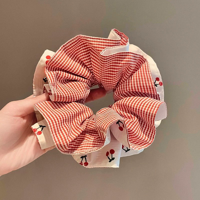 Women's Elegant Large Cloth Scrunchie Banquet Hair Tie Ditsy Floral