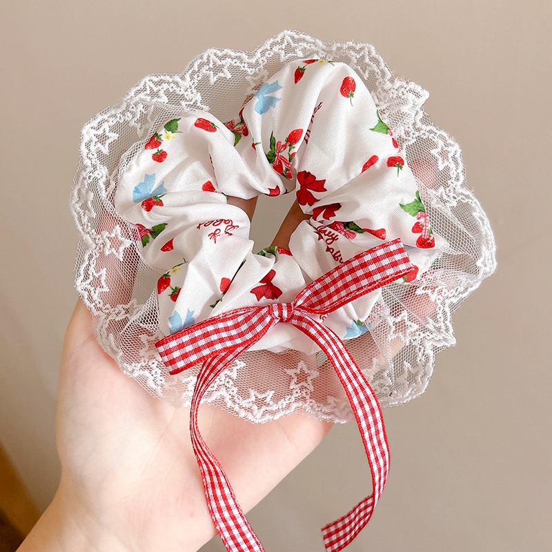 Women's Daily Cloth Lace Hair Tie Sweet Strawberry Floral Polka Dots