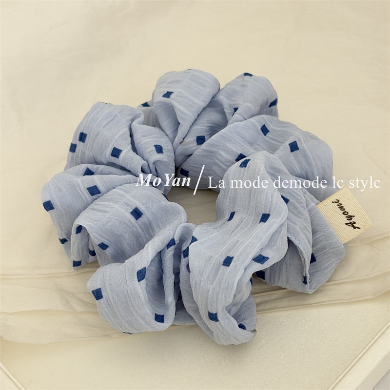 Women's Soft Cloth Daily Wear Hair Tie Scrunchie Accessory Beige Gingham