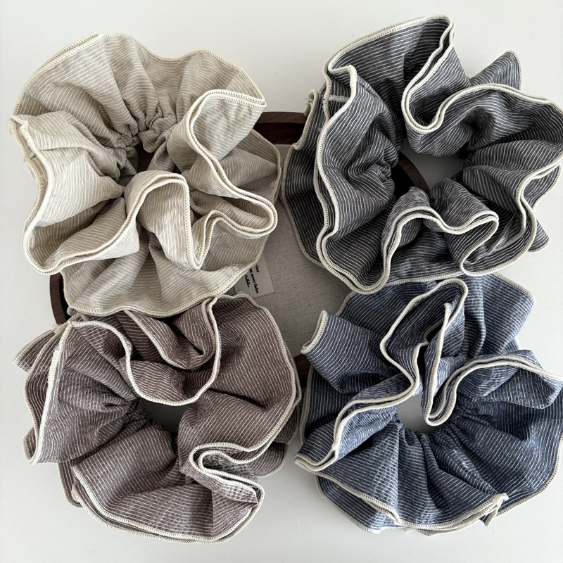 Women's Everyday Retro Soft Cloth Hair Tie Scrunchie Apricot Striped
