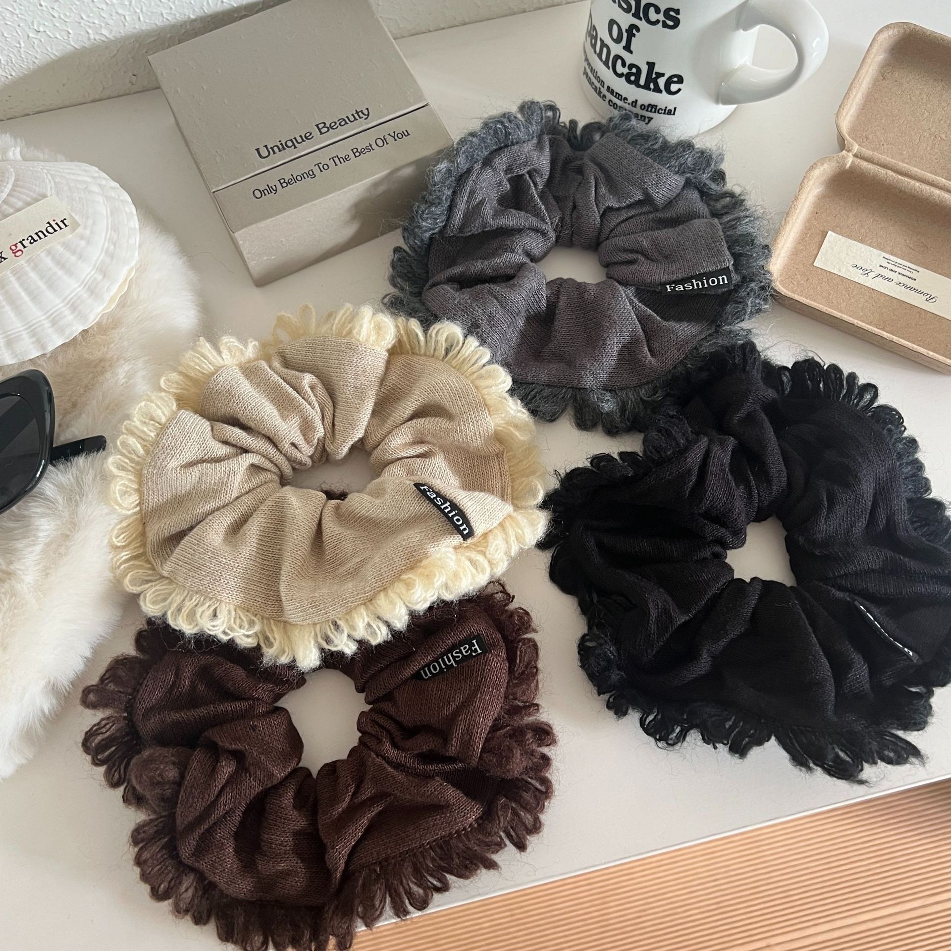 Women's Cozy Wool Yarn Hair Tie For Autumn & Winter Solid Color