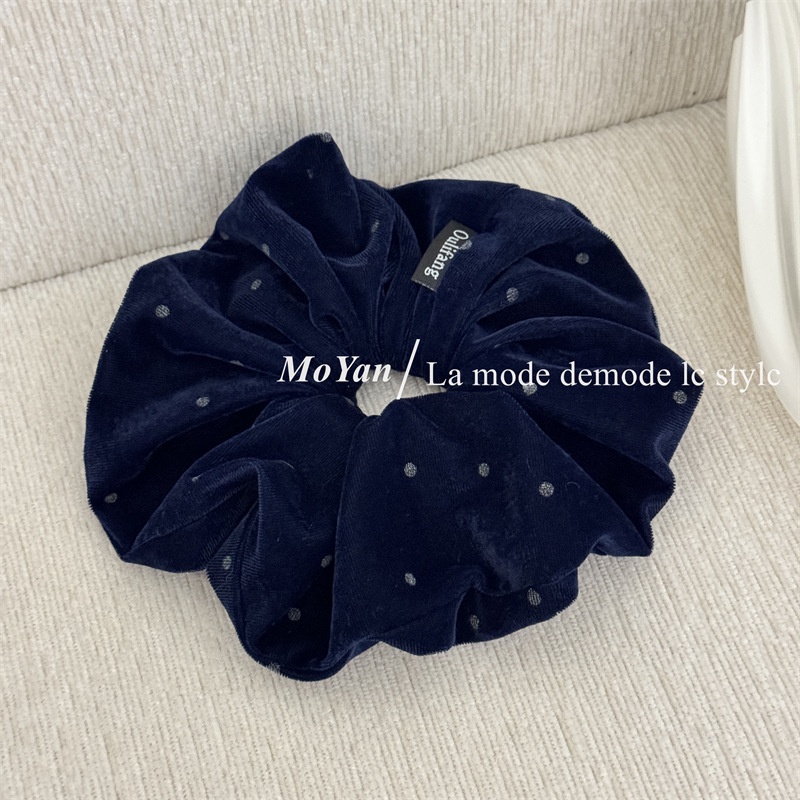 Women's Vintage Velvet Hair Ties For Autumn Winter Ponytails Polka Dot