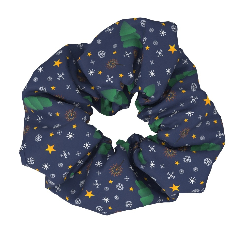 Women's Large Bow Hair Ties Festive Christmas Tree Pattern Cloth Headwear