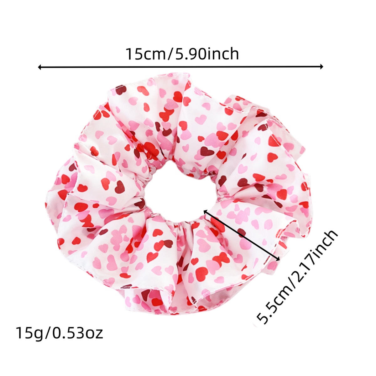 Women's Double Layer Cloth Hair Scrunchie Valentine Heart Lip Pattern