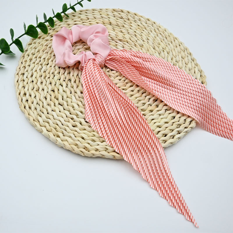 Women's French Style Satin Bowknot Hair Tie For Spring Striped Black