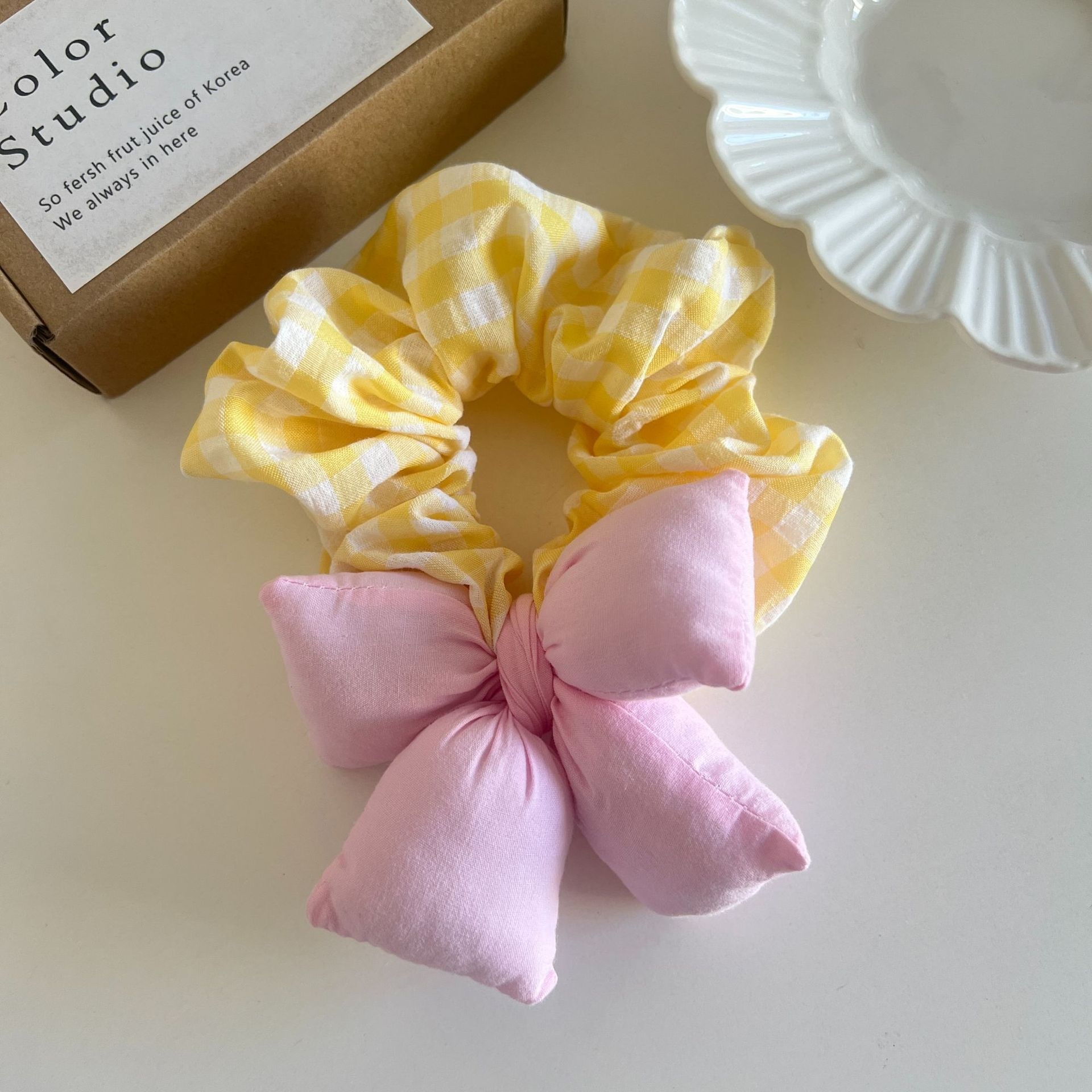 Women's Summer Cute Butterfly Bowknot Fabric Scrunchie Elastic Hair Ties