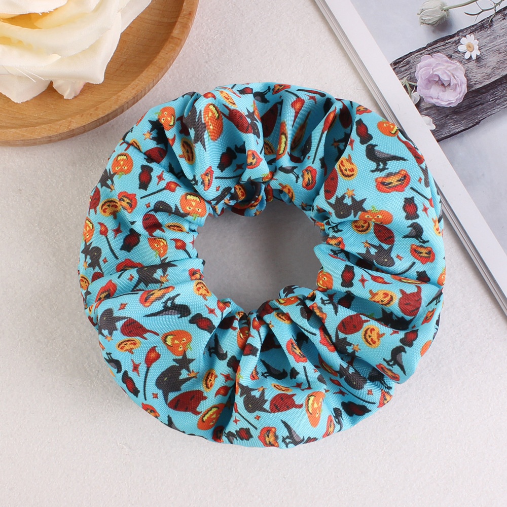 Women's Halloween Party Fabric Hair Scrunchies Colorful Skull Pattern