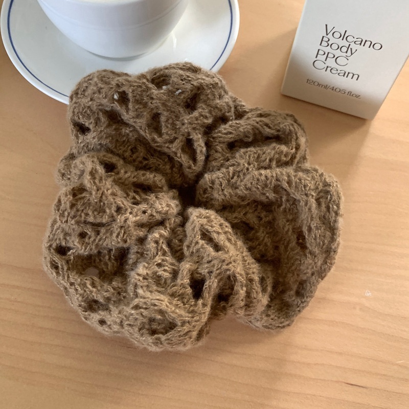 Women's Warm Knitted Wool Hair Scrunchies Autumn Winter Solid Color