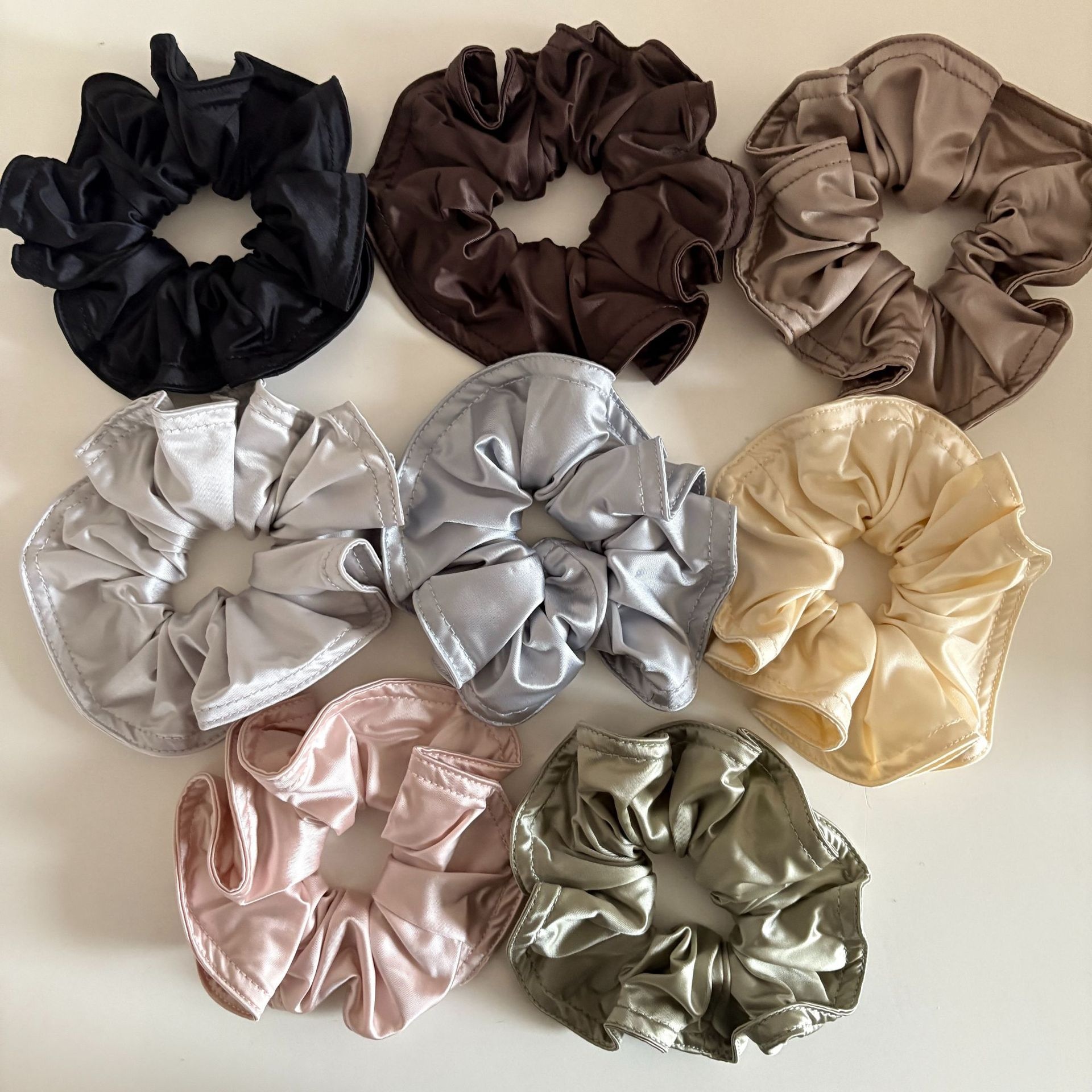 Women's Elegant Satin Scrunchie Hair Tie For Spring Solid Black