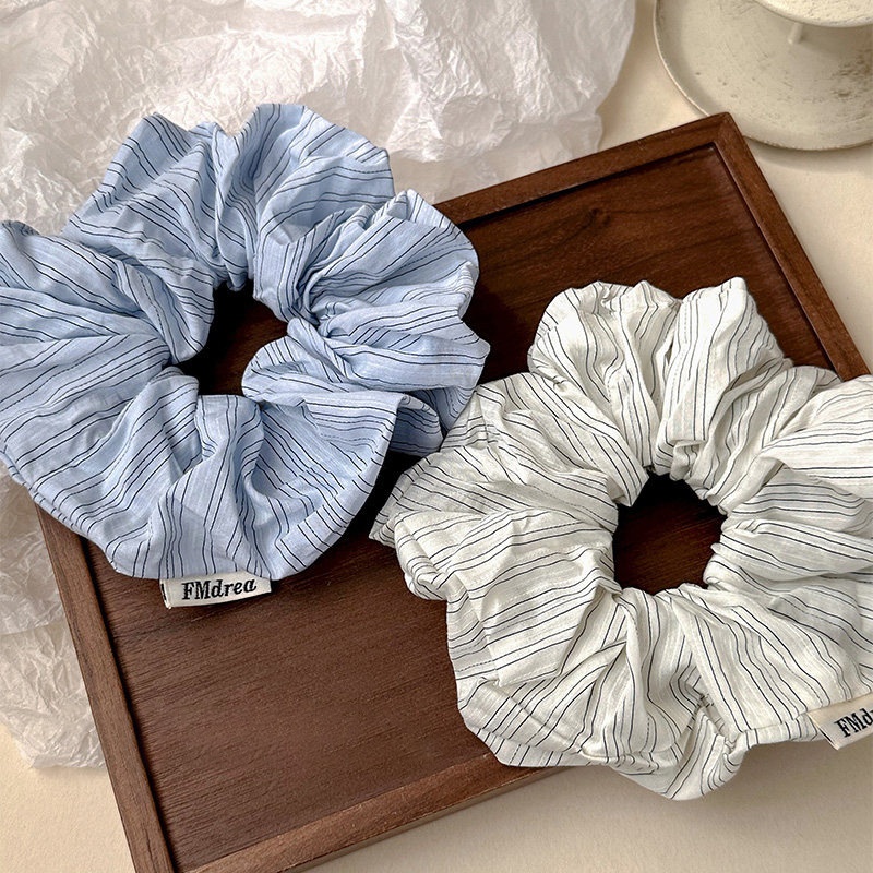 Women's All-Season Cloth Hair Tie For Everyday Wear Blue Striped