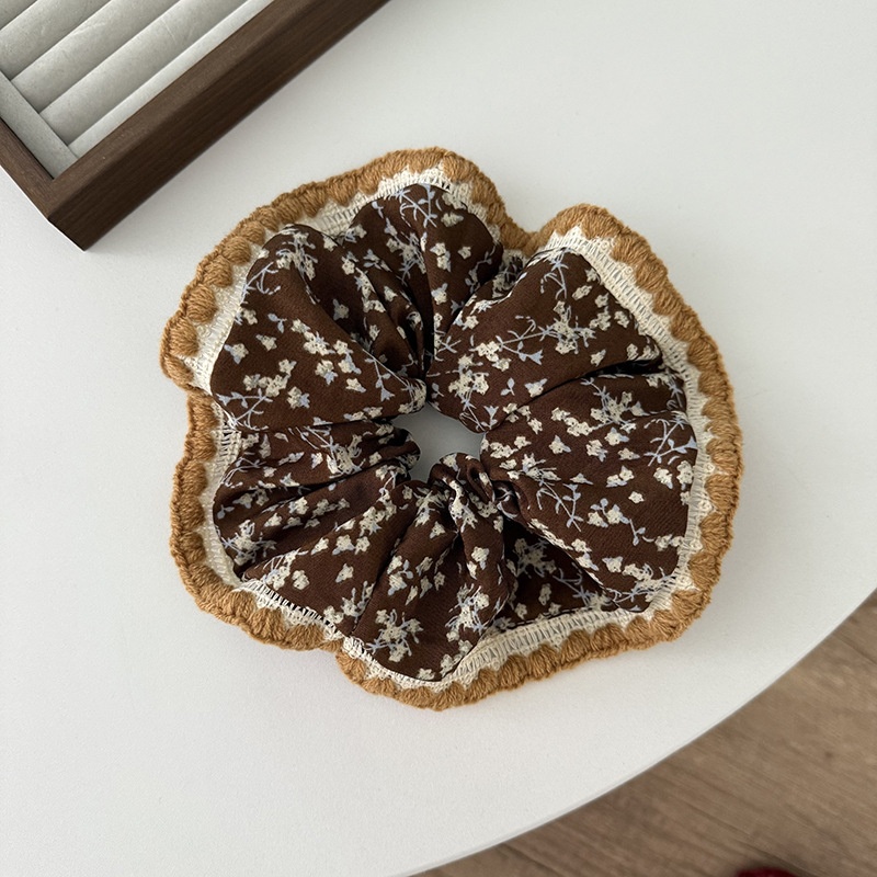 Women's Retro Oil Painting Hair Tie Stylish Ditsy Floral Cloth Hair Accessory