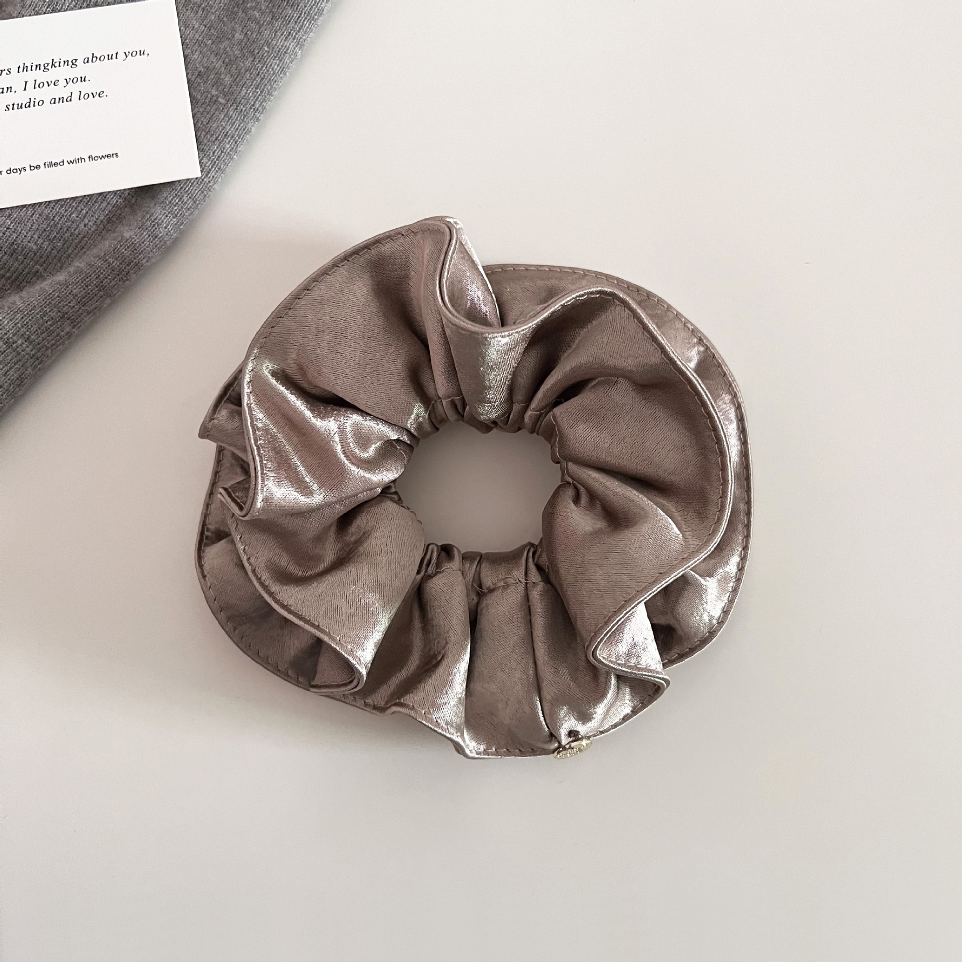 Women's Elegant Double Layer Pleated Satin Large Bow Hair Tie for Low Ponytails