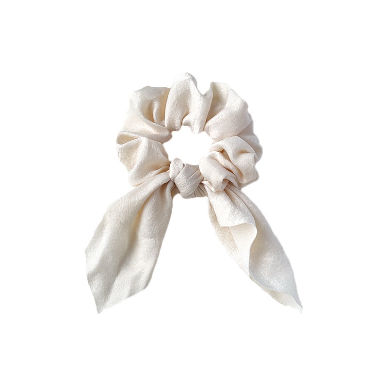Women's Handmade Rabbit Ear Scrunchie Daily Hair Tie Solid Satin Bow