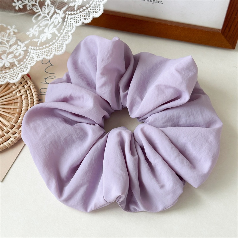 Women Fluffy Cloth Sponge Bun Scrunchies Elastic Ponytail Ties Creamy