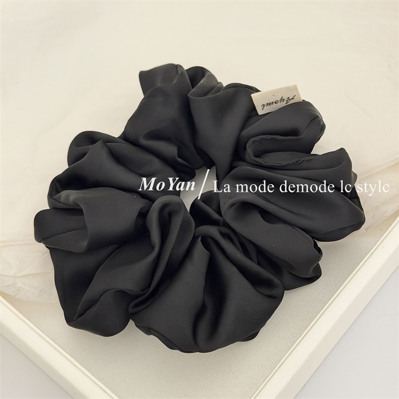 Women's Spring Elegant Satin Hair Tie Scrunchie Solid Color Beige