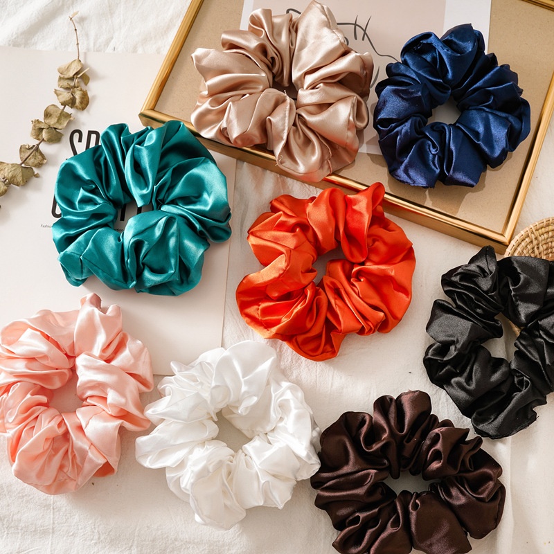 Women's Handmade Cloth Scrunchie Fashion Solid Color Daily Hair Tie