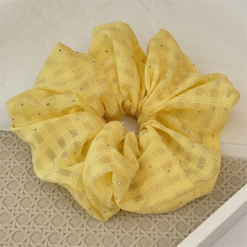 Women's Stylish Rhinestone Cloth Scrunchies Checkered Plaid Hair Tie