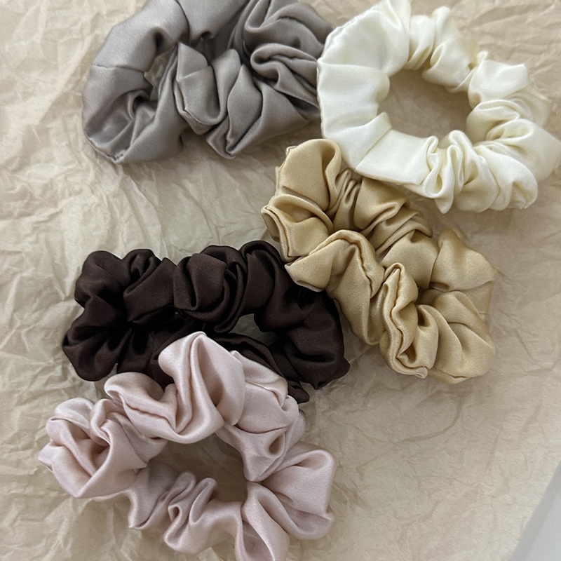 Women's 100% Silk Satin Scrunchie Soft Versatile Hair Tie Solid Color