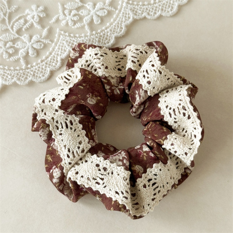 Women's Sweet Ditsy Floral Lace Scarf Hair Tie Cloth Accessory for Spring