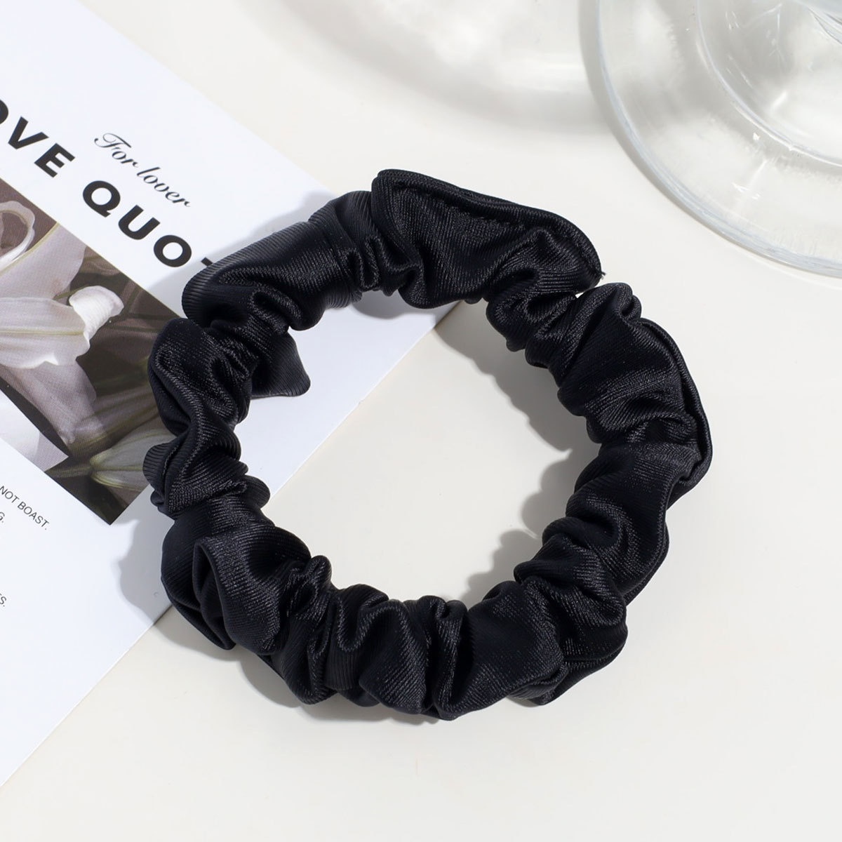 Women's Simple Brown Satin Hair Tie, Durable Solid Color Hair Accessory