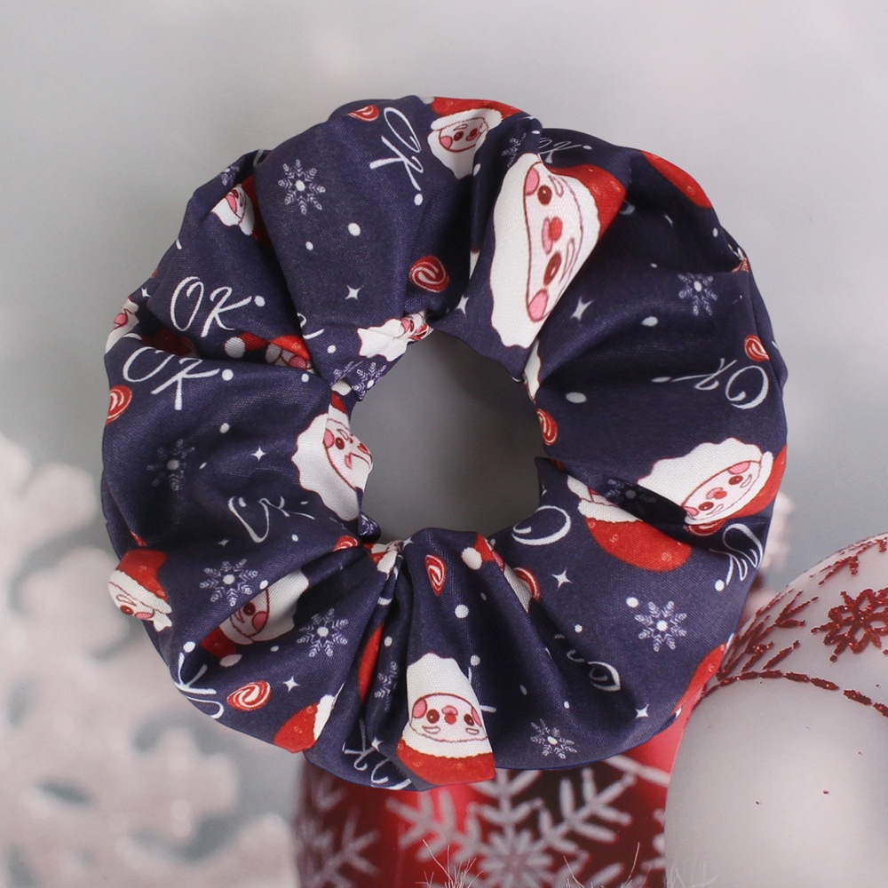 Women's Polyester Scrunchie Hair Tie For High Ponytail Christmas Floral Print