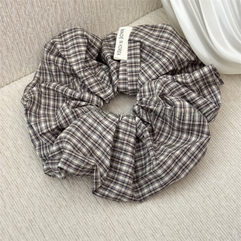 Women's Daily Cloth Scrunchie Hair Tie Retro Navy Blue Checkered Plaid