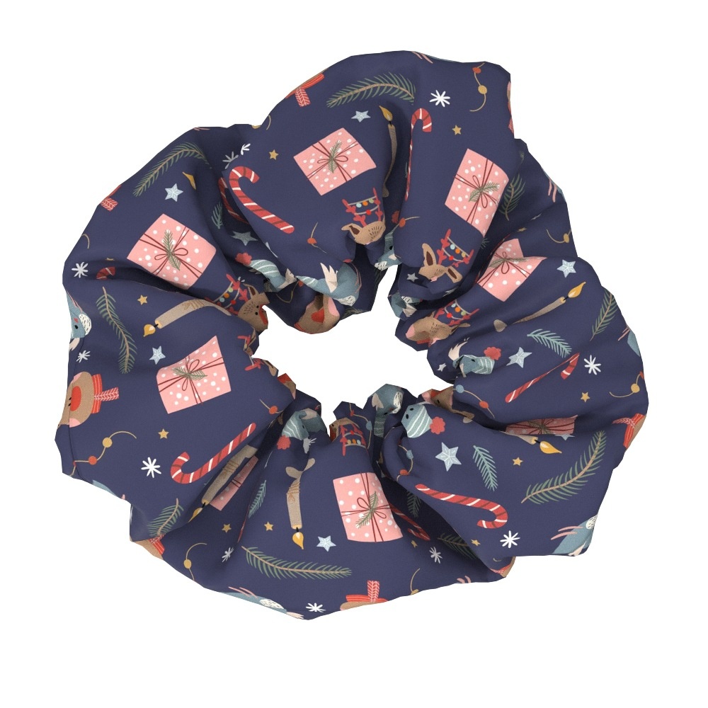 Women's Large Bow Hair Ties Festive Christmas Tree Pattern Cloth Headwear