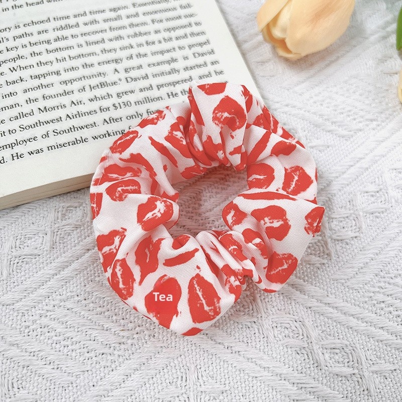 Women's Trendy High Elastic Polyester Hair Scrunchie Lip Print