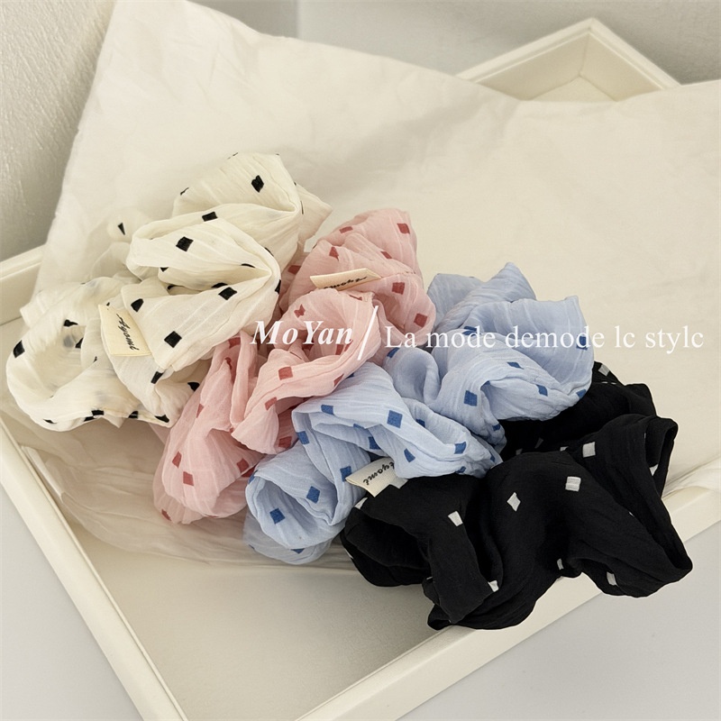 Women's Soft Cloth Daily Wear Hair Tie Scrunchie Accessory Beige Gingham